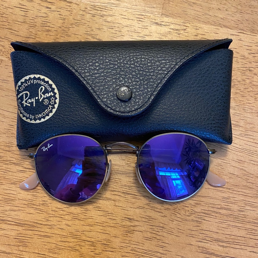 Ray Ban Round Purple Mirror Sunglasses